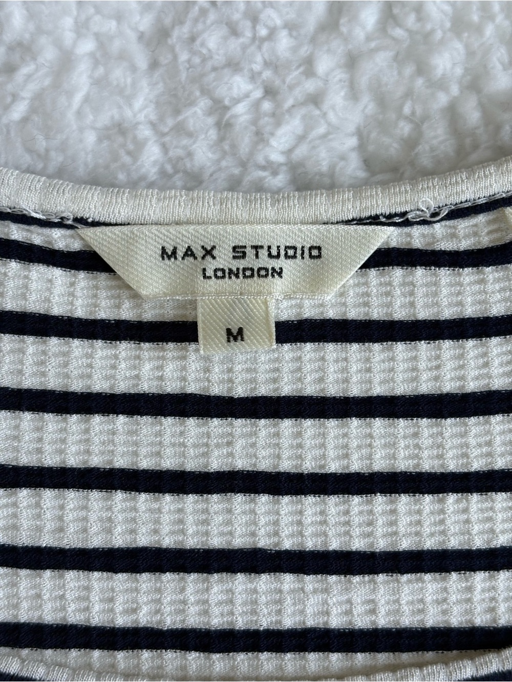 Max Studio London Striped Ruffle Sleeve Top - Size Medium - Picture 11 of 13